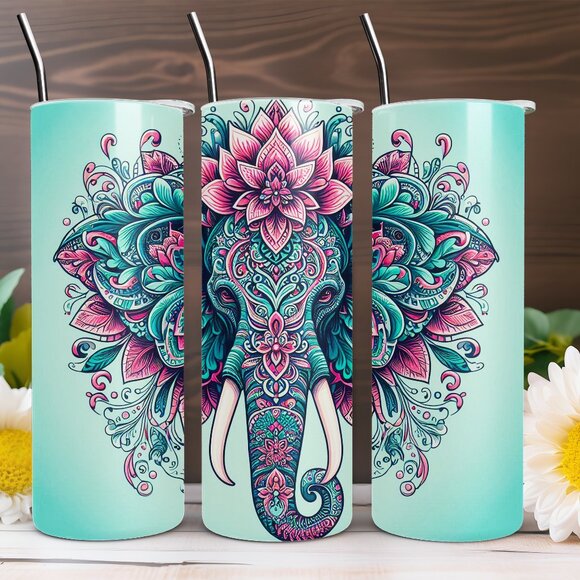 aeliks Other - Pink and Blue Mandala Elephant 20 oz Tumbler
